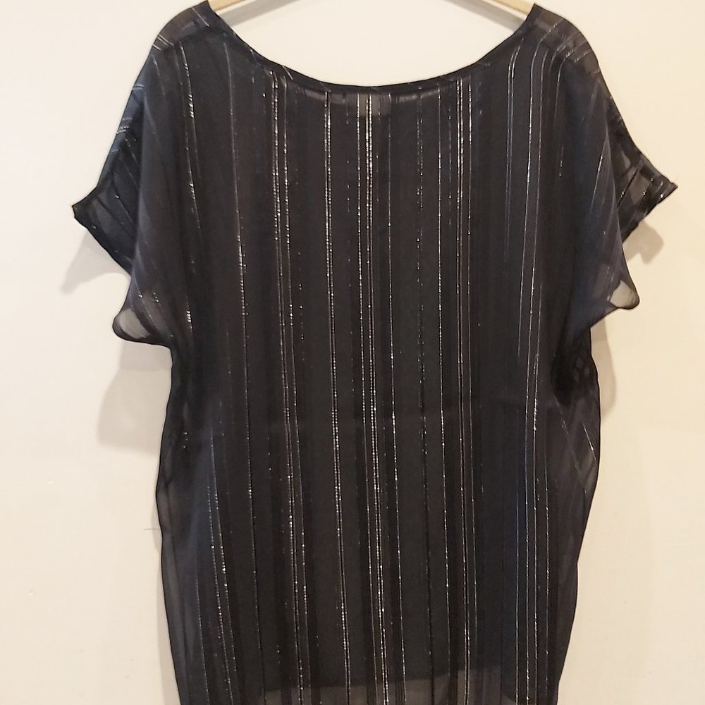 Black sheer short sleeved top
